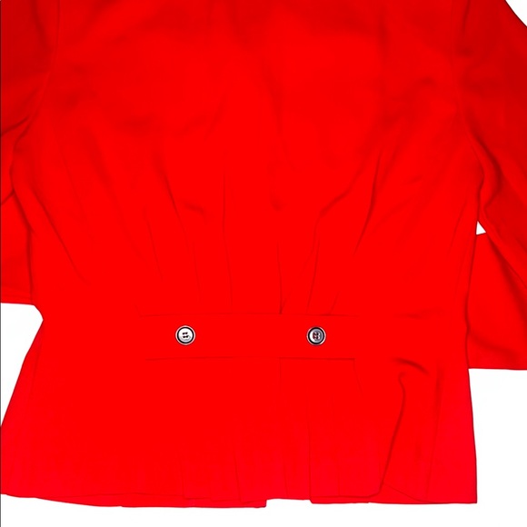 Danny & Nicole Vintage Red & Black Trim 3 Buttoned Cinched Long Sleeve Blazer 8 - Picture 6 of 10